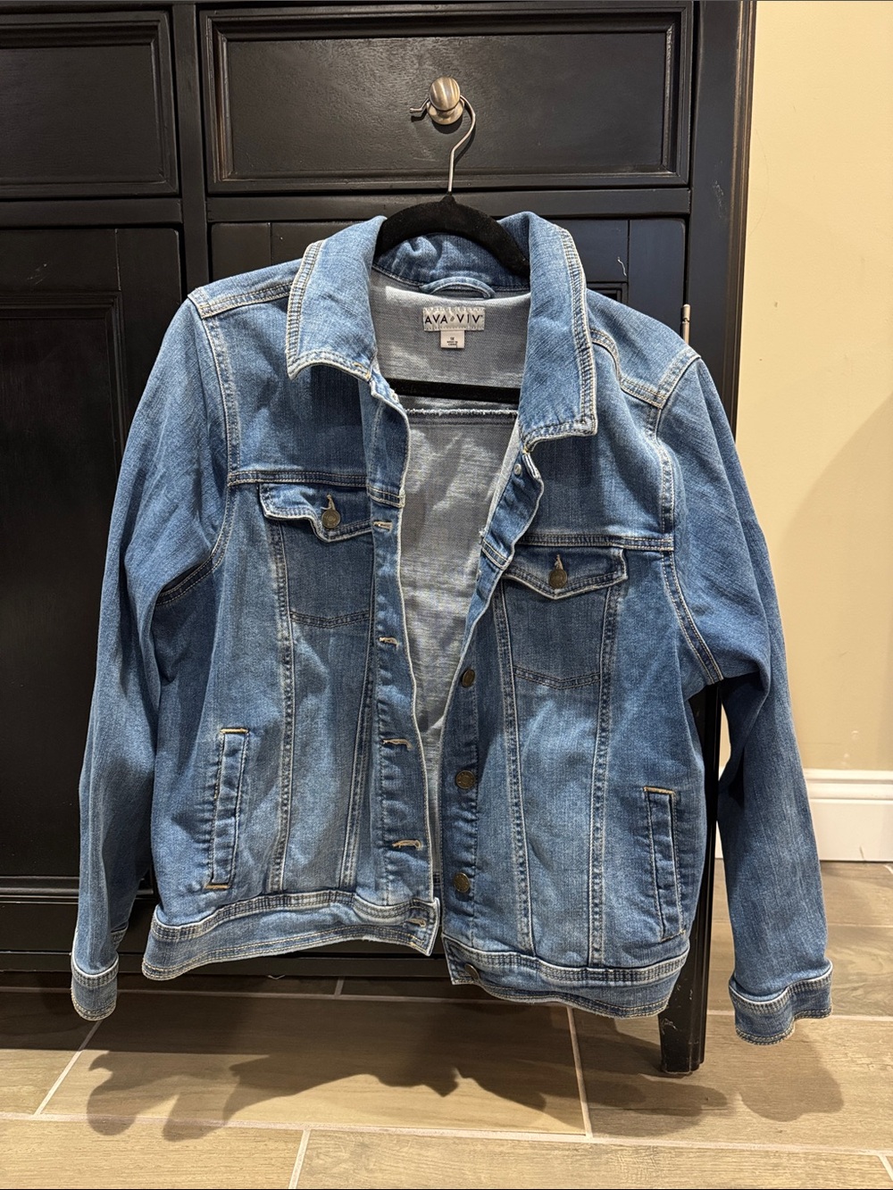Ava & Viv Medium Blue Denim Jacket with Button Front